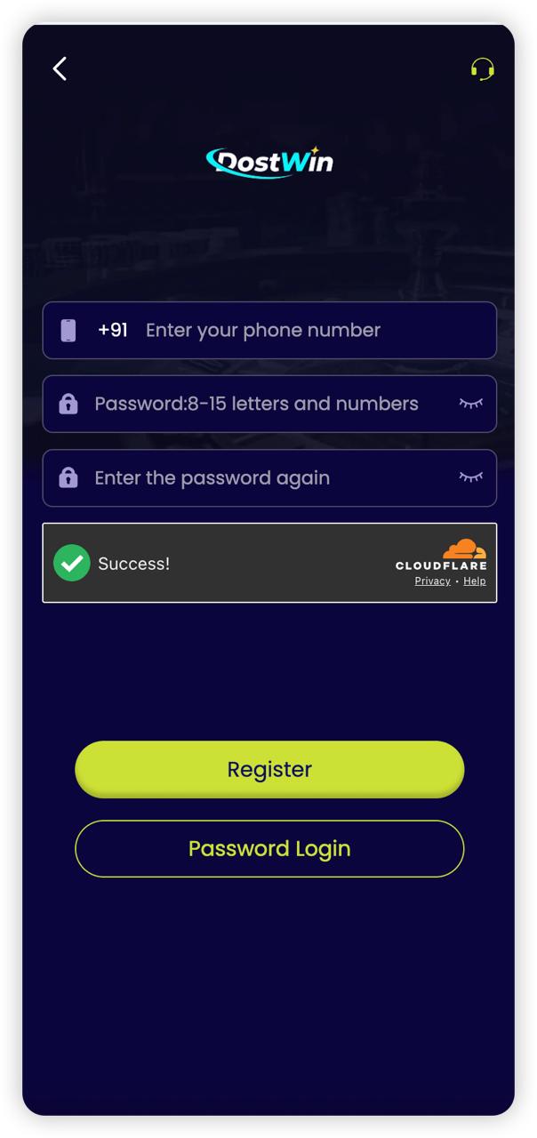 DostWin registration screen